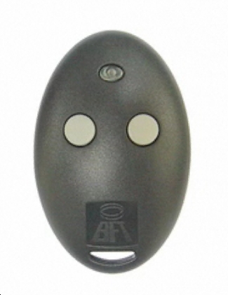 T�l�commande BFT MITTO 2M ovale et noire, qui remplace de nombreux mod�les de t�l�commande