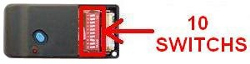 telecommande faac TM31 int�rieur: cette t�l�commande comporte 10 switchs